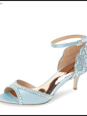 Women's Peep Toe Kitten Heel Sandals Rhinestone Ankle Strap Satin Shoes Wedding